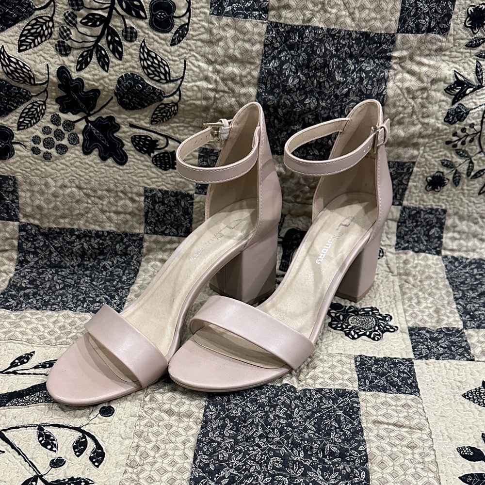 CL by Laundry Nude Block Heel Sandals